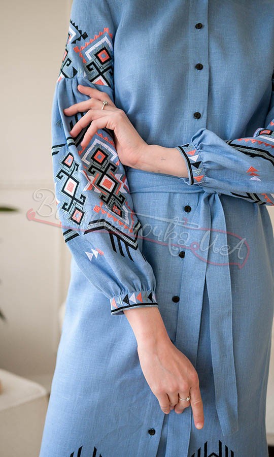 Сукня волошкового кольору 4648 - фото 3 vishivano4ka.com.ua