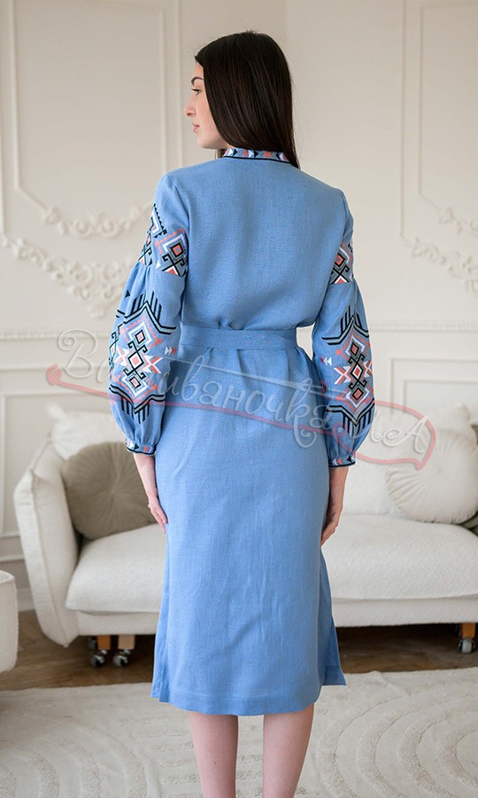 Сукня волошкового кольору 4648 - фото 4 vishivano4ka.com.ua