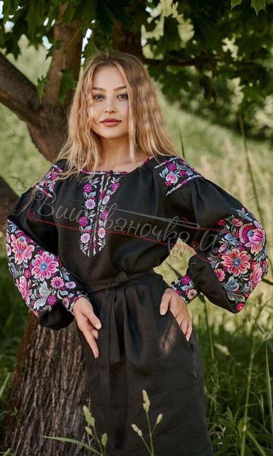 Коротка лляна сукня 4506-к - фото 3 vishivano4ka.com.ua