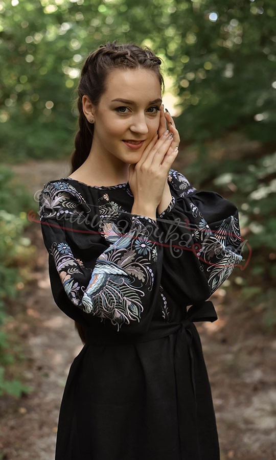 Довга сукня з льону 4602 - фото 3 vishivano4ka.com.ua