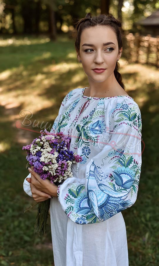 Біла лляна сукня з вишивкою 4600 - фото 3 vishivano4ka.com.ua