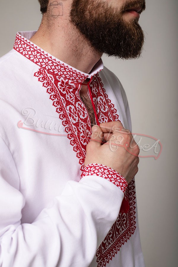 Вышиванка с красным узором 344-2 - фото 4 vishivano4ka.com.ua