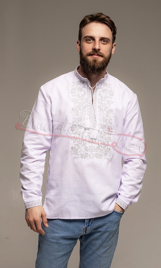 Вышиванка с серым сокальским узором 326-1 - фото 3 vishivano4ka.com.ua