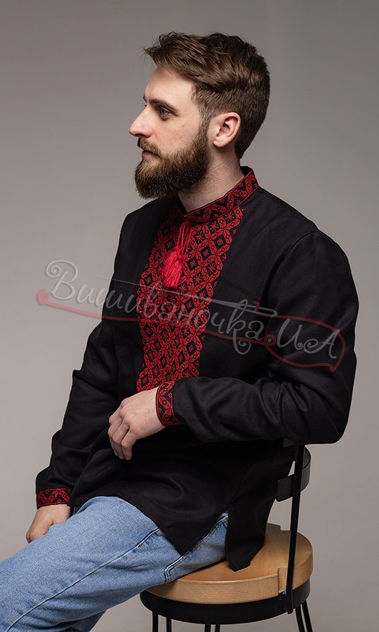 Вышиванка с красным узором 335-2 - фото 4 vishivano4ka.com.ua