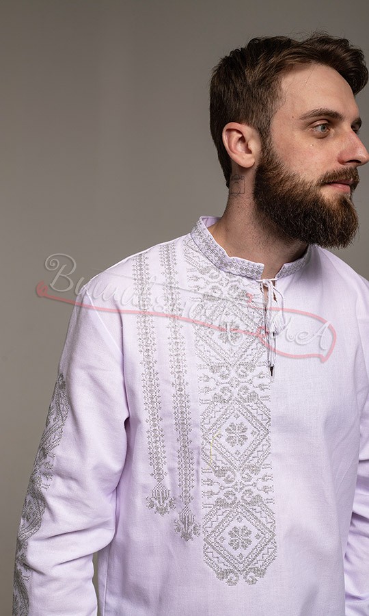 Сорочка чоловіча з сірим орнаментом 346-1 - фото 4 vishivano4ka.com.ua