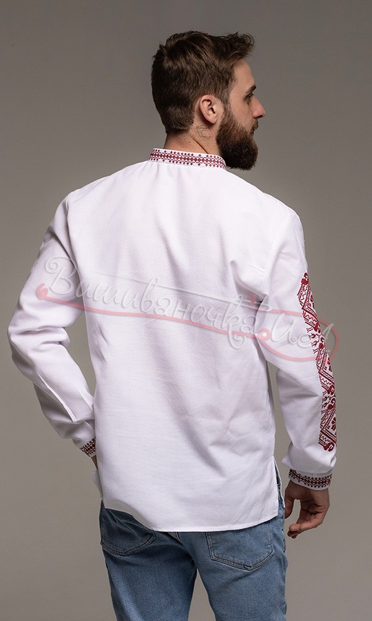 Мужская рубашка с асимметричным узором 346-2 - фото 3 vishivano4ka.com.ua