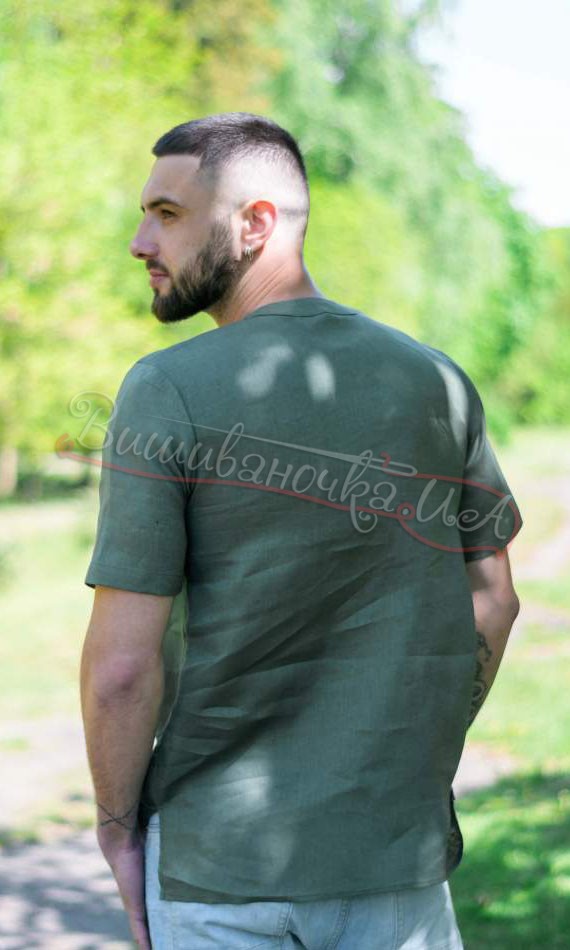 Чоловіча лляна вишиванка на короткий рукав 4241-Х - фото 3 vishivano4ka.com.ua