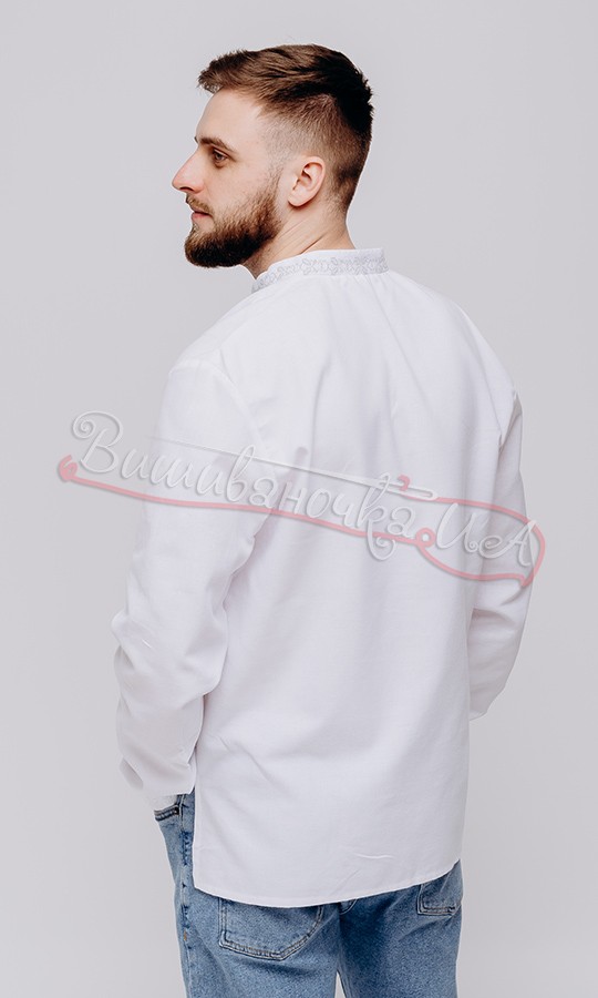 Вышиванка с серым цветочным узором 333-1 - фото 3 vishivano4ka.com.ua