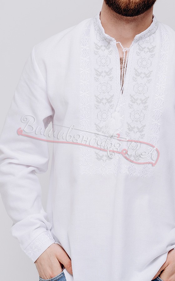 Вышиванка с серым цветочным узором 333-1 - фото 4 vishivano4ka.com.ua