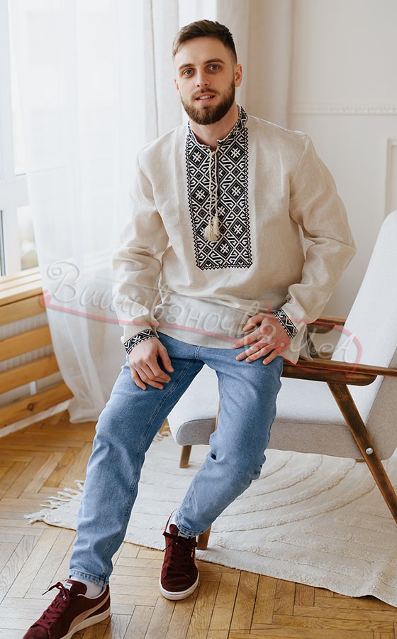 Чоловіча вишиванка з геометричним узором 6010 - фото 4 vishivano4ka.com.ua