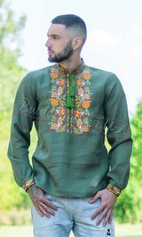 Мужская вышиванка, лен 4247 - фото 3 vishivano4ka.com.ua