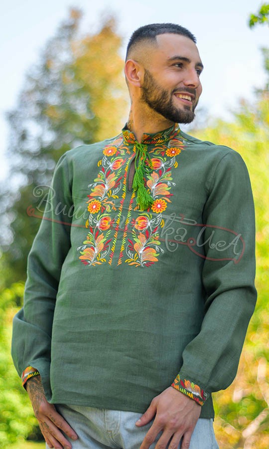 Мужская вышиванка, лен 4247 - фото 4 vishivano4ka.com.ua