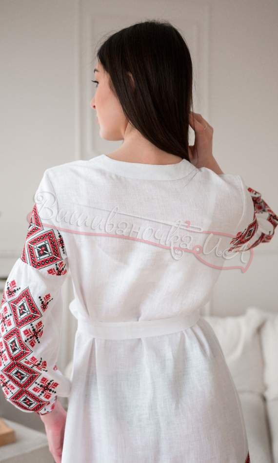 Жіноча сукня-міді білого кольору 4653 - фото 3 vishivano4ka.com.ua