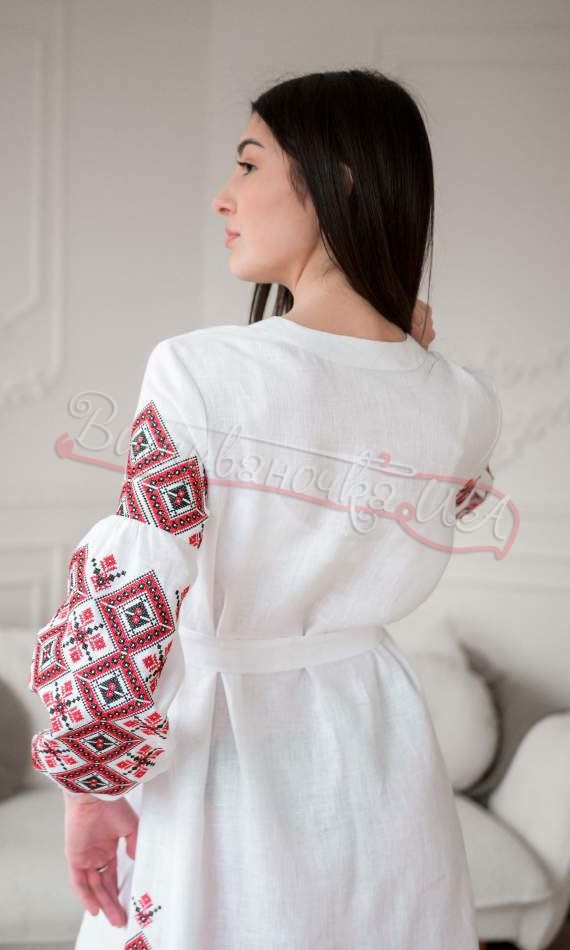 Жіноча сукня-міді білого кольору 4653 - фото 4 vishivano4ka.com.ua