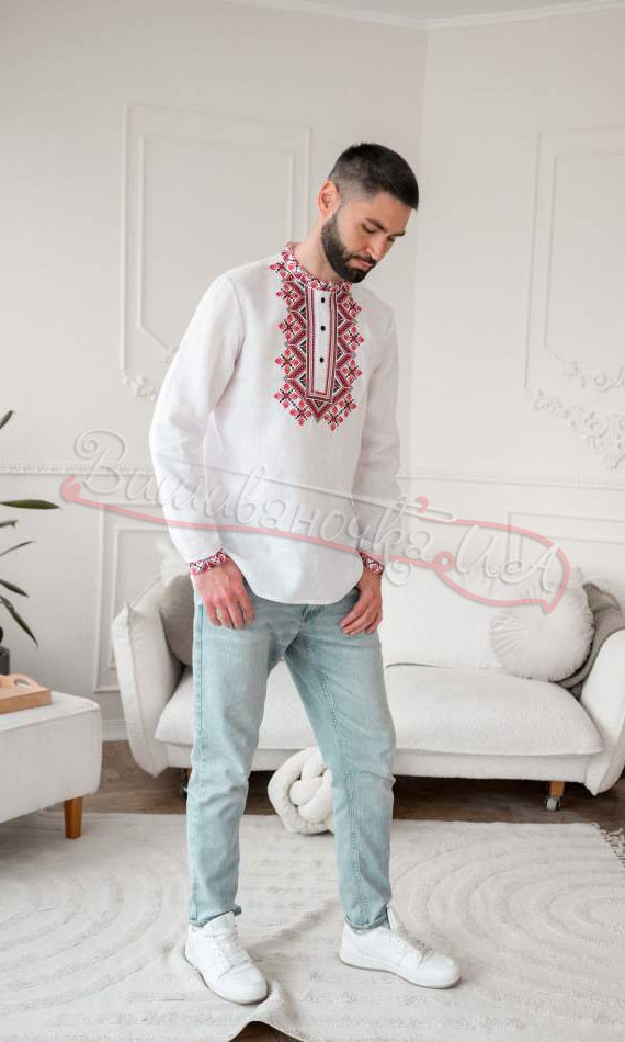 Льняная мужская вышиванка 4264 - фото 3 vishivano4ka.com.ua