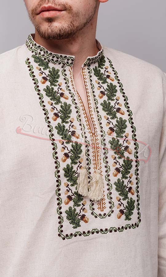 Чоловіча вишиванка на сірому полотні 348-3 - фото 3 vishivano4ka.com.ua