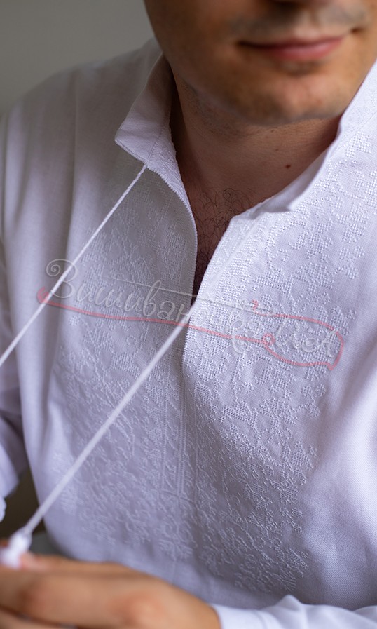 Вишиванка чоловіча з білим орнаментом 317-0 - фото 3 vishivano4ka.com.ua