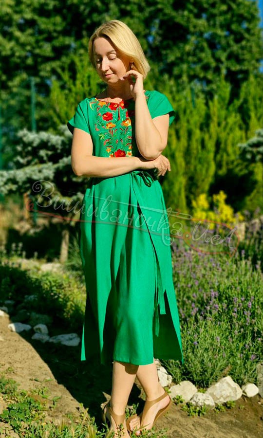 Сукня зеленого кольору з вишивкою 7533 - фото 1 vishivano4ka.com.ua