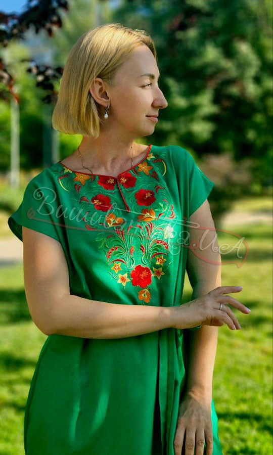 Сукня зеленого кольору з вишивкою 7533 - фото 3 vishivano4ka.com.ua