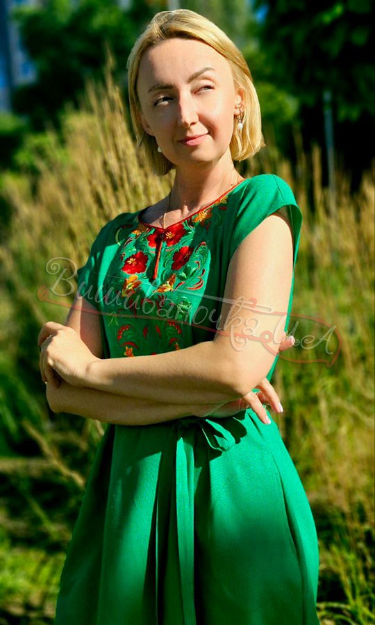 Сукня зеленого кольору з вишивкою 7533 - фото 4 vishivano4ka.com.ua