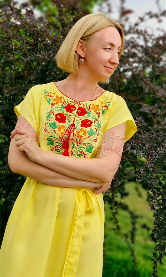 Жовта яскрава сукня з вишивкою 7534 - фото 3 vishivano4ka.com.ua