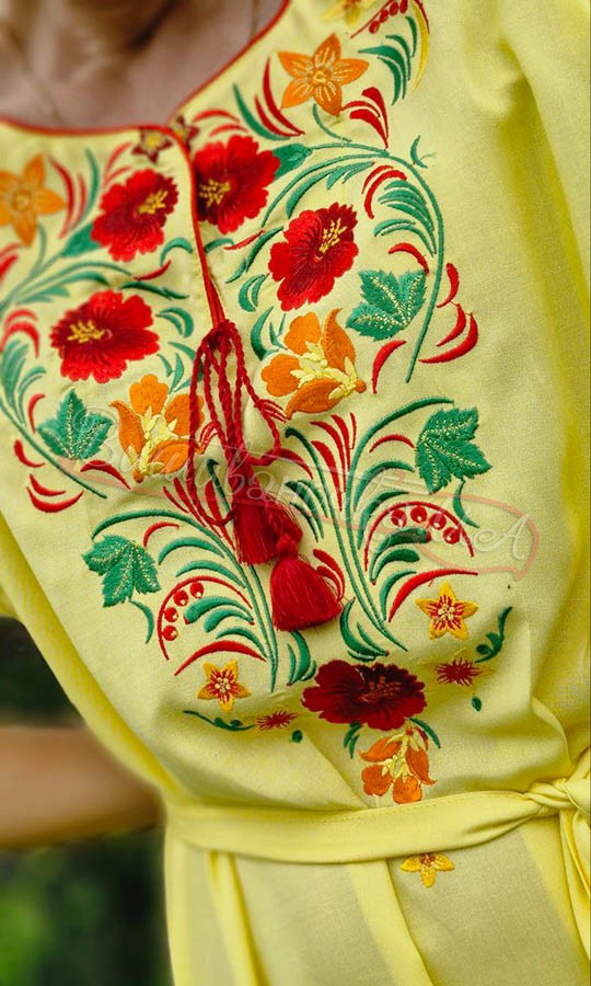 Жовта яскрава сукня з вишивкою 7534 - фото 4 vishivano4ka.com.ua