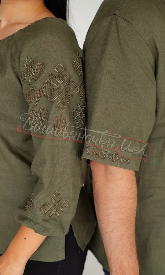 Набор рубашек в цвете хаки 7015 - фото 4 vishivano4ka.com.ua