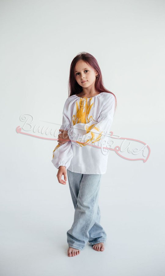 Блуза для девочки с колосьями 912-6 - фото 3 vishivano4ka.com.ua