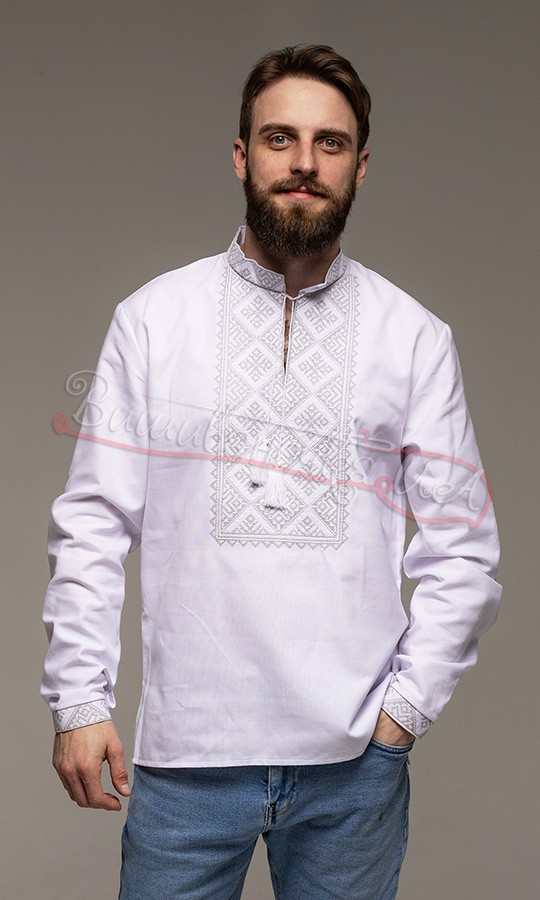 Вишиванка чоловіча з сіро-білим узором 319-1 - фото 2 vishivano4ka.com.ua