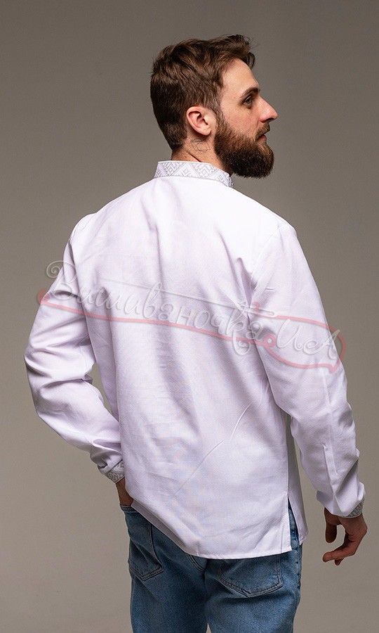 Вишиванка чоловіча з сіро-білим узором 319-1 - фото 4 vishivano4ka.com.ua