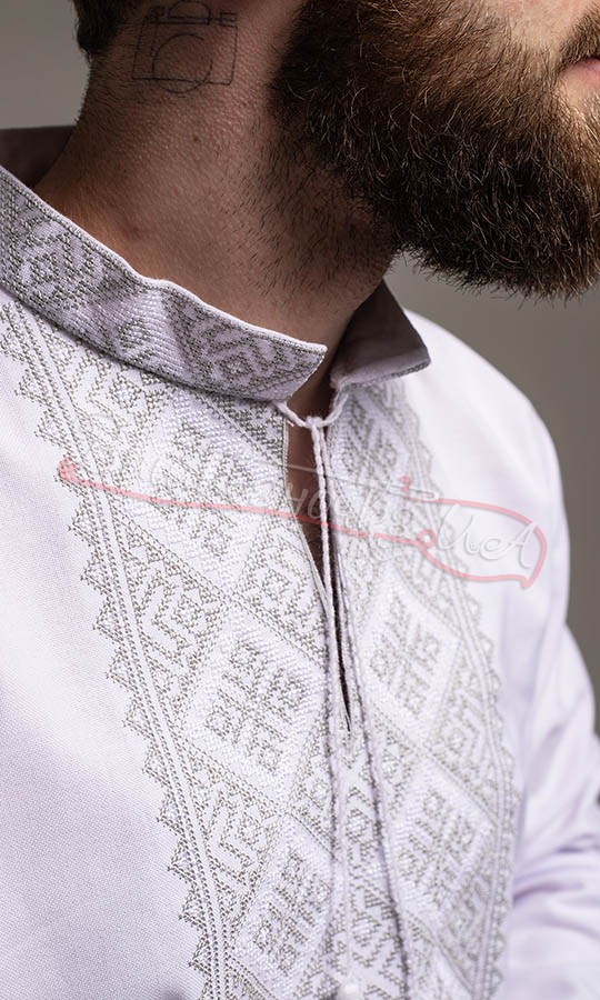Вишиванка чоловіча з сіро-білим узором 319-1 - фото 5 vishivano4ka.com.ua