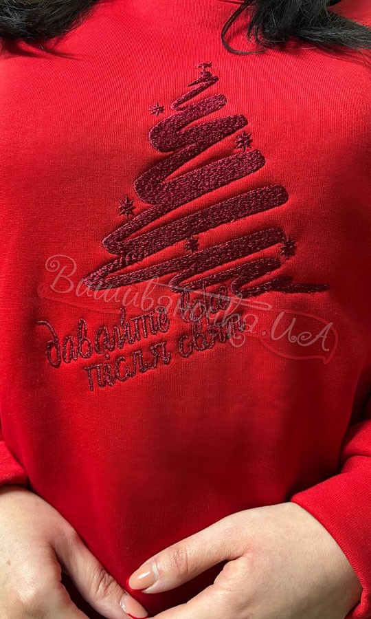 Світшот новорічний червоного кольору 0012 - фото 4 vishivano4ka.com.ua