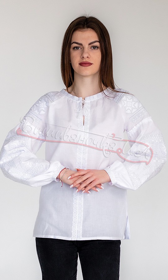 Блуза з ніжним світлим узором 551-1 - фото 2 vishivano4ka.com.ua