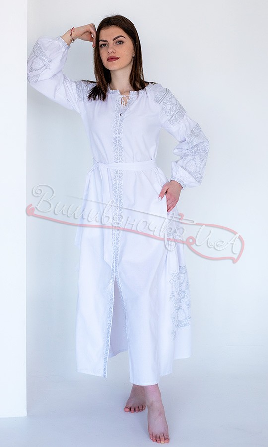 Білосніжна довга сукня з вишивкою 451-1 - фото 3 vishivano4ka.com.ua