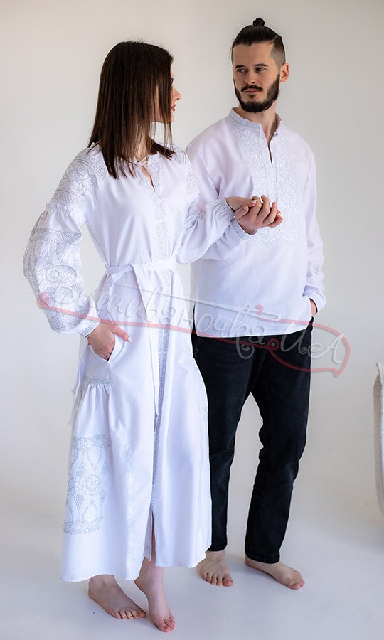 Белый вышитый набор для пары 73502 - фото 3 vishivano4ka.com.ua