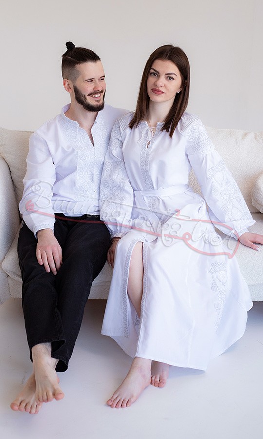 Белый вышитый набор для пары 73502 - фото 4 vishivano4ka.com.ua