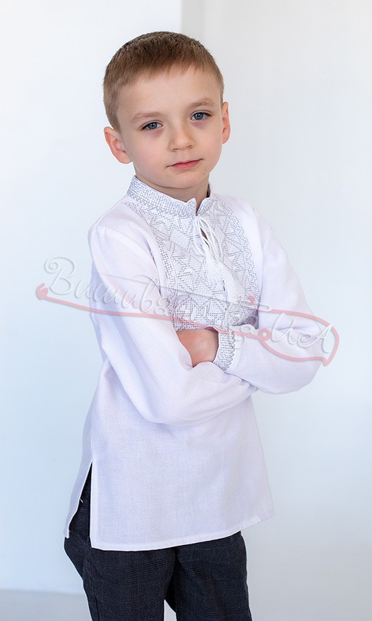 Вышиванка с серо-белым узором 751-1 - фото 3 vishivano4ka.com.ua