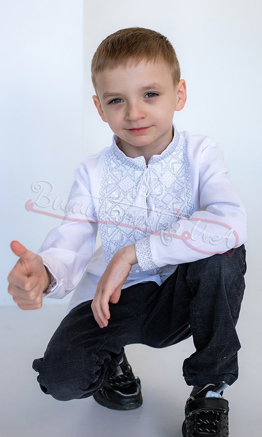 Вышиванка с серо-белым узором 751-1 - фото 4 vishivano4ka.com.ua