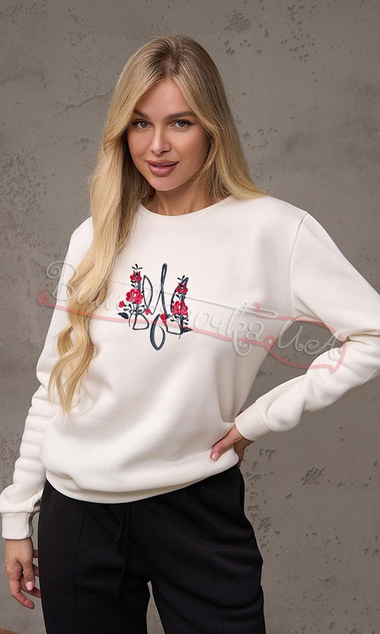 Жіночий світшот з вишивкою Тризуба 0019 - фото 1 vishivano4ka.com.ua