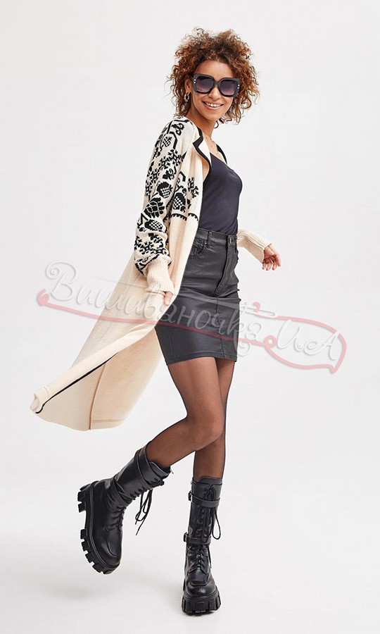 Кардиган в етно-стилі кремового кольору 4252 - фото 2 vishivano4ka.com.ua