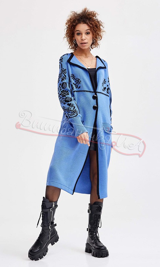 Кардиган в етно-стилі волошкового кольору 4256 - фото 1 vishivano4ka.com.ua