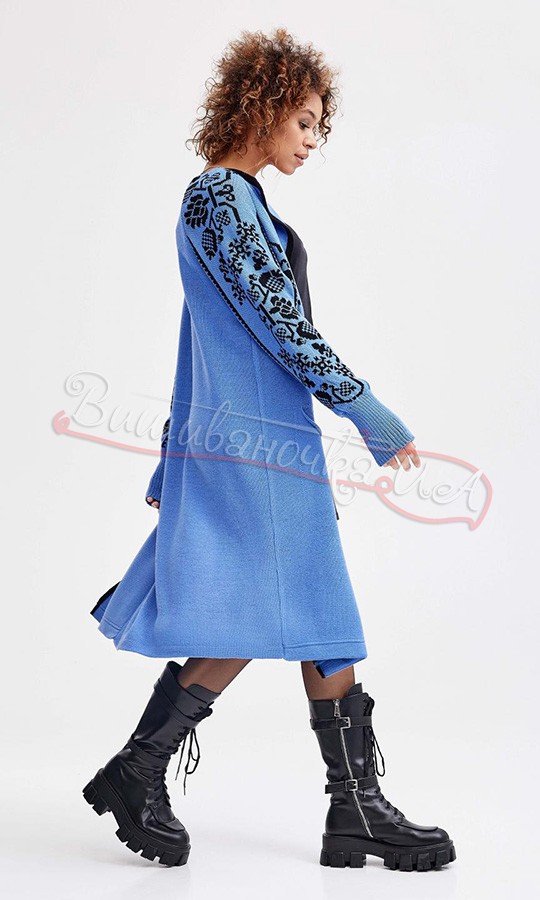 Кардиган в етно-стилі волошкового кольору 4256 - фото 3 vishivano4ka.com.ua