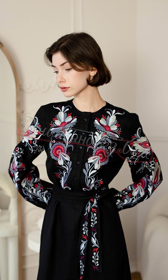 Чорна жіноча сукня довжиною міді 4671 - фото 3 vishivano4ka.com.ua