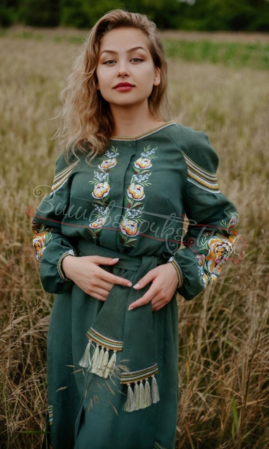 Довга жіноча сукня з квітковим орнаментом 4532 - фото 3 vishivano4ka.com.ua