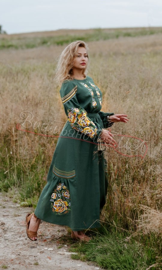 Довга жіноча сукня з квітковим орнаментом 4532 - фото 4 vishivano4ka.com.ua