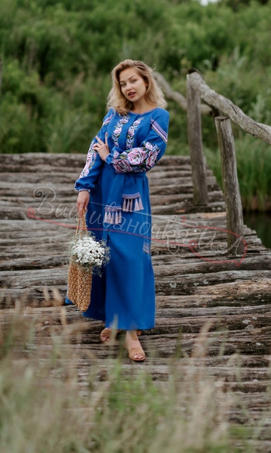 Вишита сукня синього кольору 4533 - фото 3 vishivano4ka.com.ua