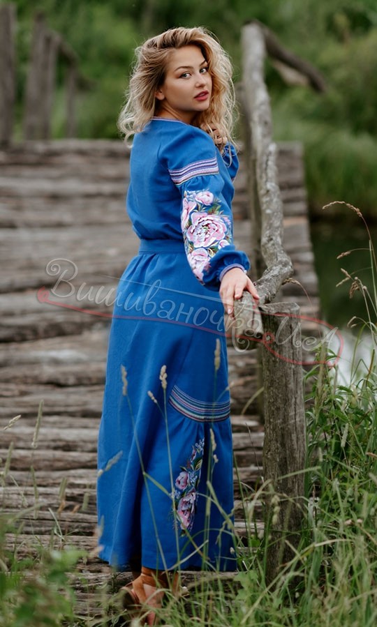 Вишита сукня синього кольору 4533 - фото 4 vishivano4ka.com.ua