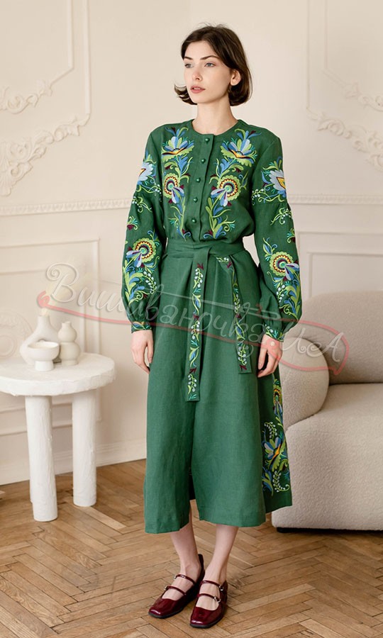 Вишита зелена сукня 4674 - фото 1 vishivano4ka.com.ua