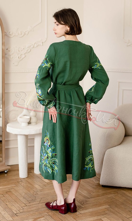 Вишита зелена сукня 4674 - фото 4 vishivano4ka.com.ua