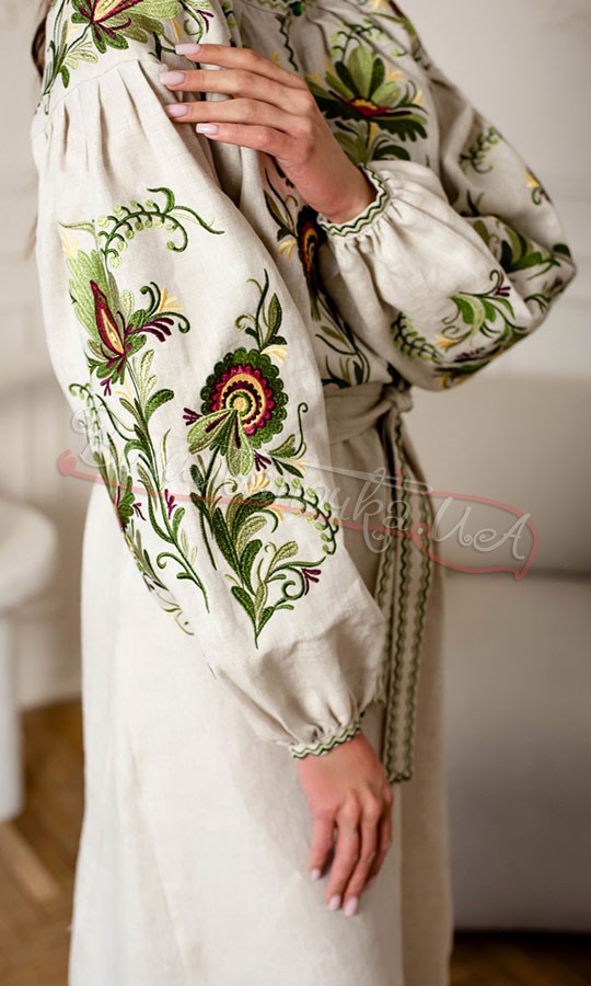 Довга сукня з натурального льону 4677 - фото 4 vishivano4ka.com.ua